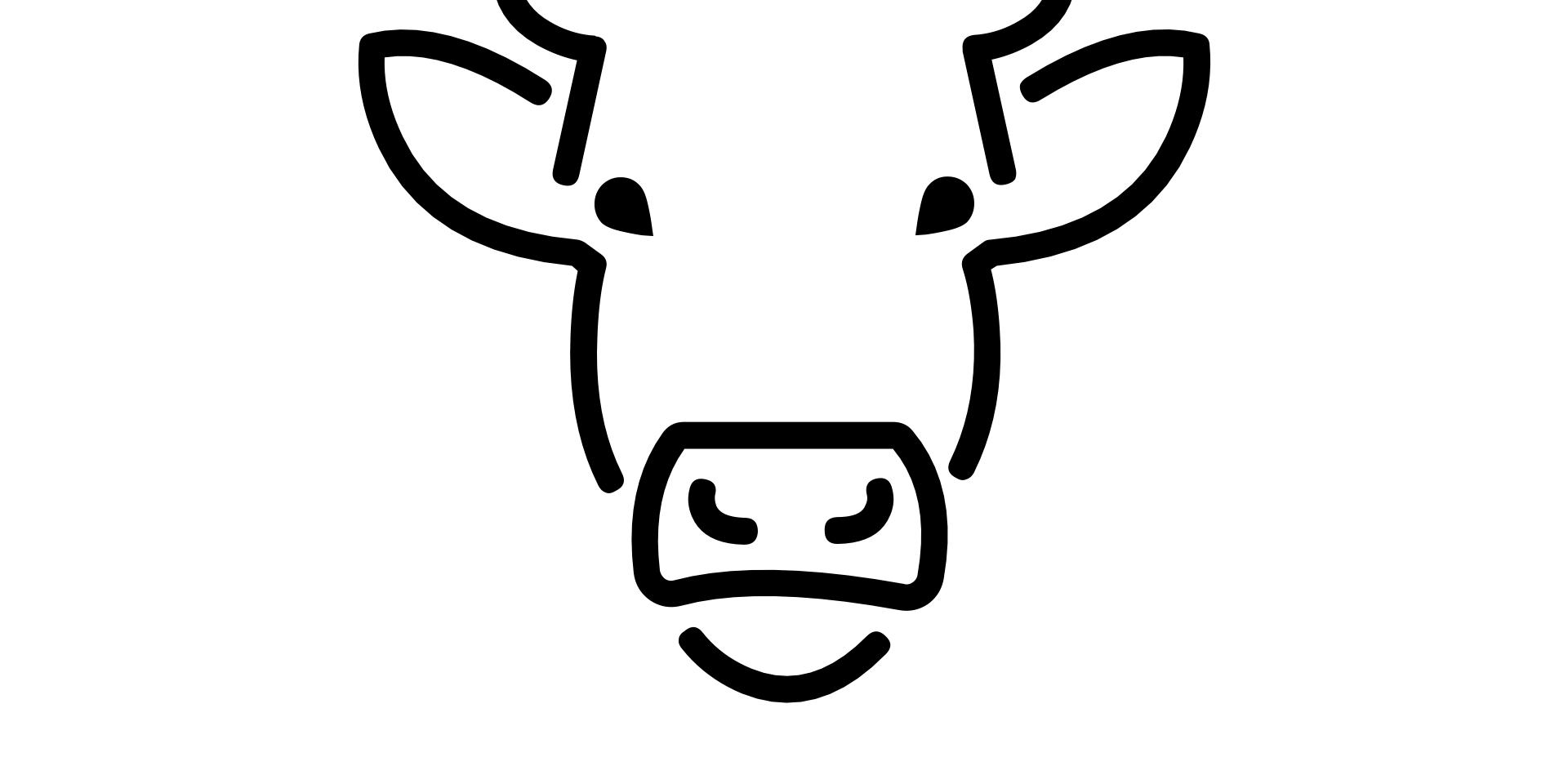 a large emoji of a cow with a black font